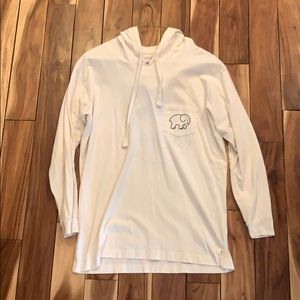 Ivory Ella T-Shirt Hoodie with Blue Tie-Dye